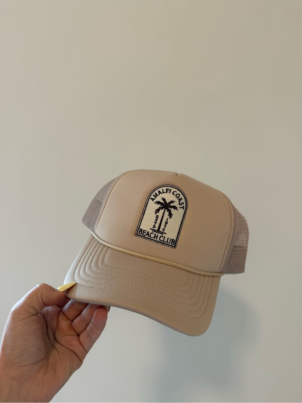 Anthropologie Amalfi Coast Beach Club Beige Trucker Hat